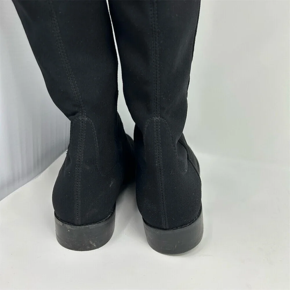 Stuart Weitzman Over-the-Knee Boots Womens 8.5 W Black Suede Pull-On Stretch